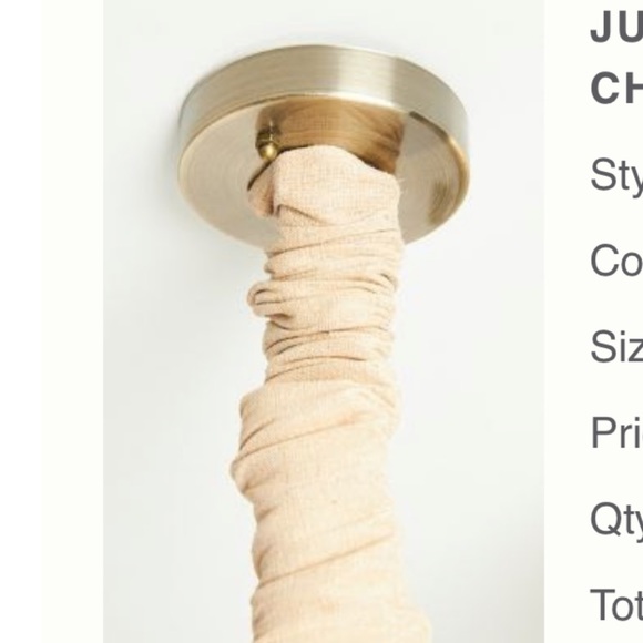 Anthropologie Other New Anthropologie Jute Chandelier Chain Cover